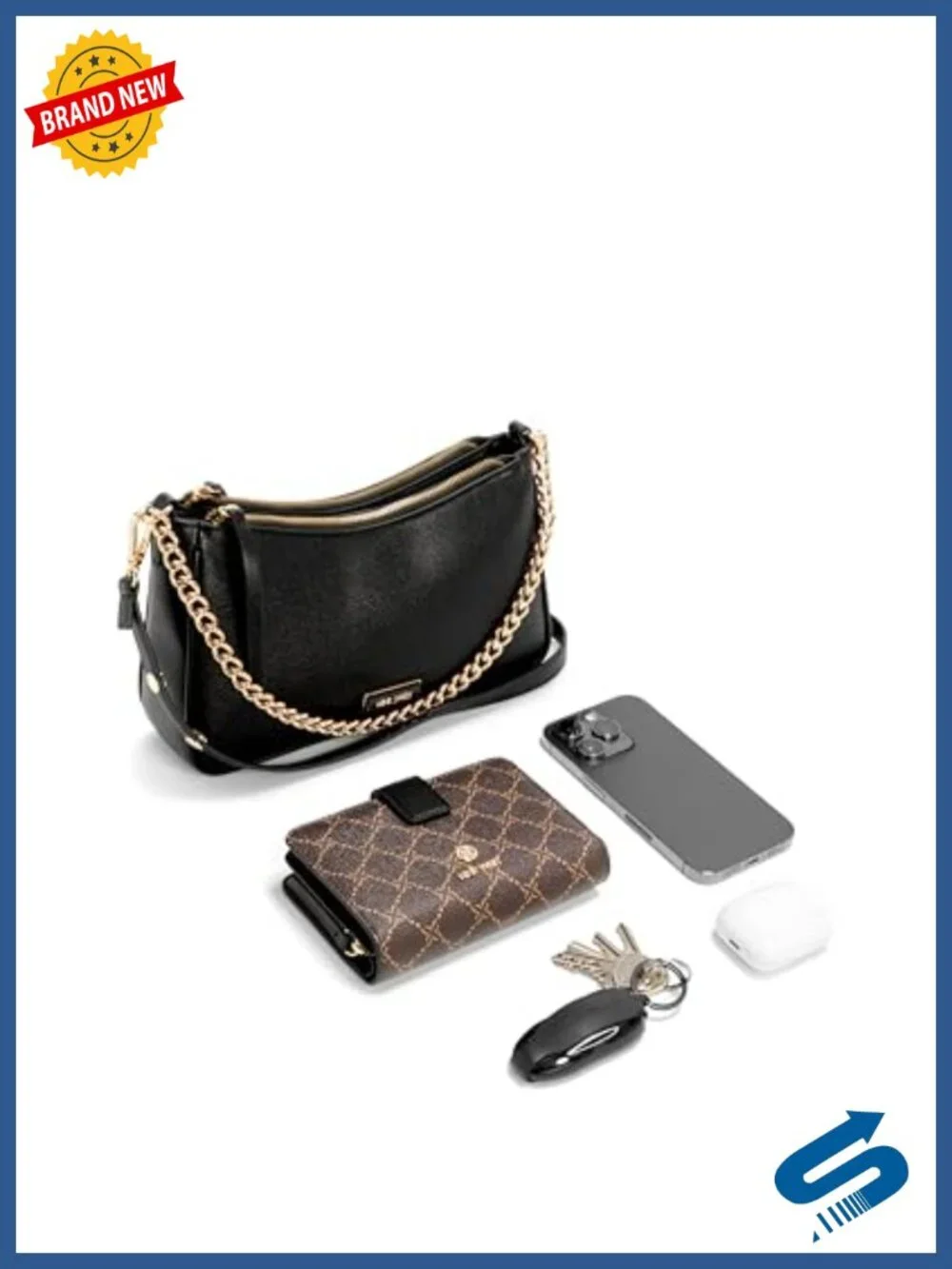Faux Leather Convertible Shoulder Satchel with Adjustable Chain